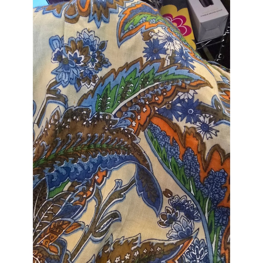 House of Harlow 1960 Paisley Floral Tiered Maxi Dress Blue Orange Cream Womens M - Picture 4 of 5